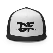 Load image into Gallery viewer, Dirt Floor Apparel Trucker Cap  Dirt Floor Denim Company Black/ White/ Black  
